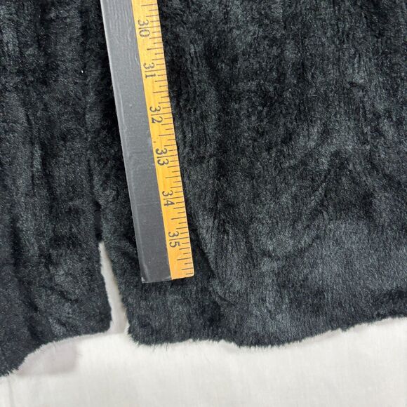 Woman Within Faux Fur Midi Coat Black Reversible Canvas 1X Mob Wife Glam Money - Picture 12 of 12